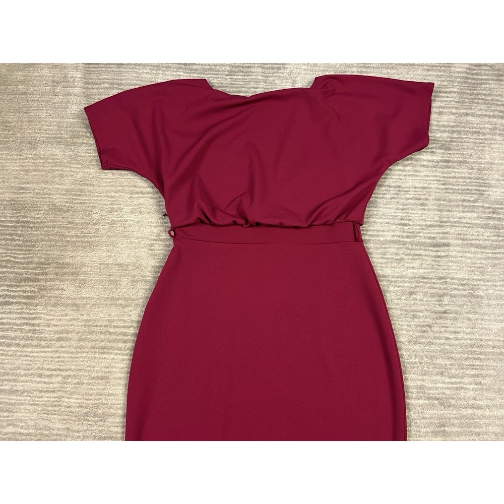 Kensie Dress Womens 14 Red Short Sleeve Midi Polyester Blend Casual Tie - Picture 9 of 13